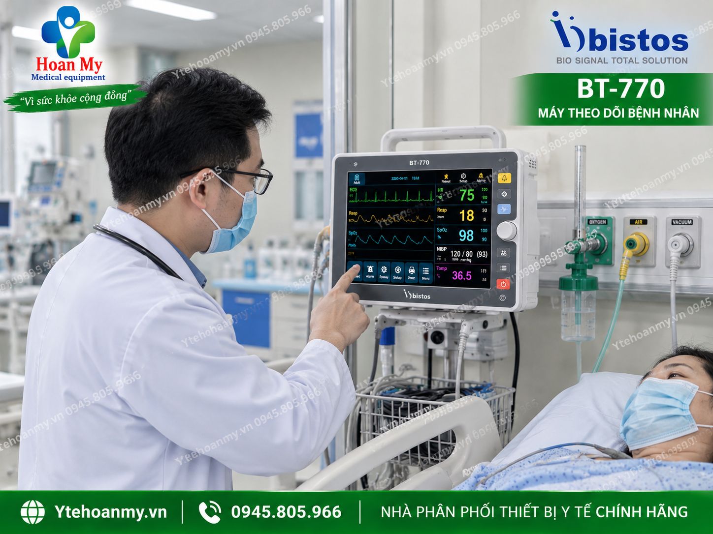 Monitor theo d&otilde;i bệnh nh&acirc;n Bistos BT-770.